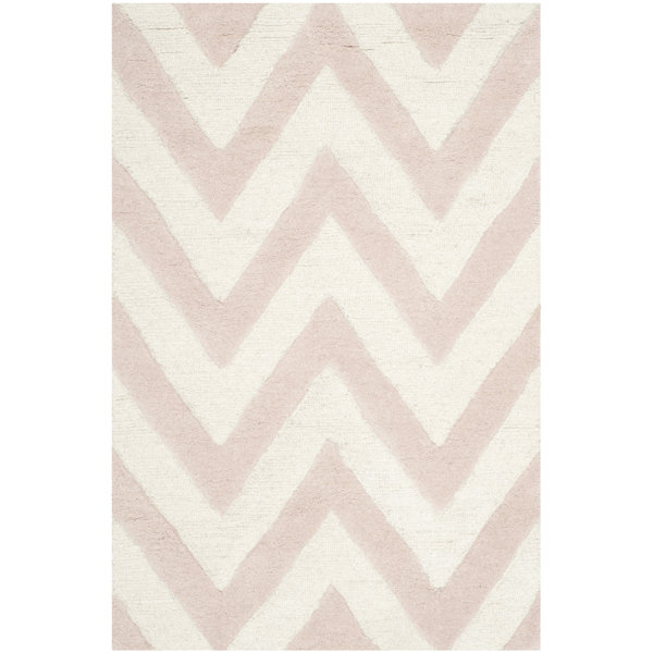 Ebern Designs Sanyla Handmade Tufted Wool Light Pink/Ivory Area Rug & Reviews Wayfair
